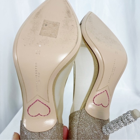 Sophia Webster Jasmine Crystal Glitter Pointed Toe Pumps Heels Cocktail Bridal - Picture 8 of 9